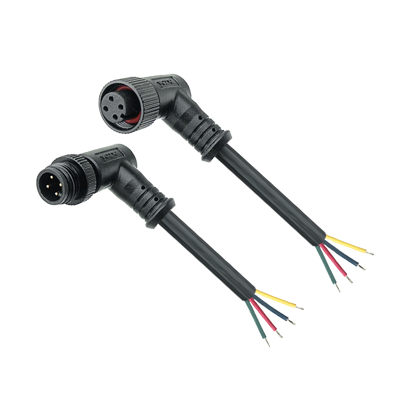 M12 waterproof connector 90 degree elbow 2-8 pin