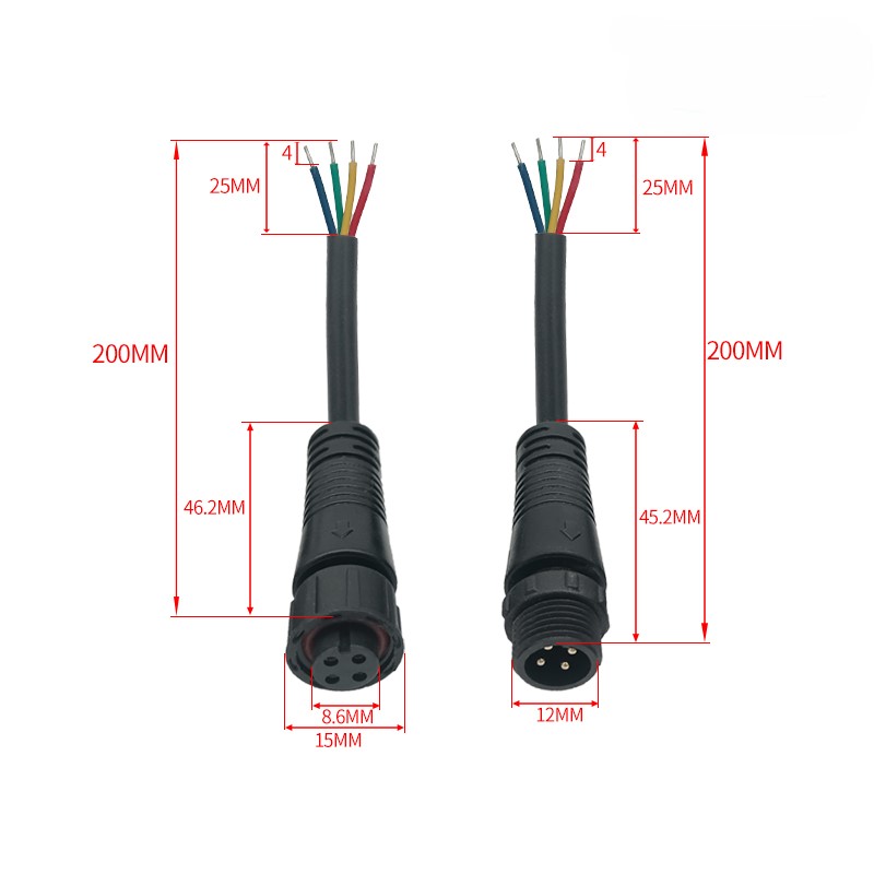 M12 Plastic waterproof connector 2-5 pin