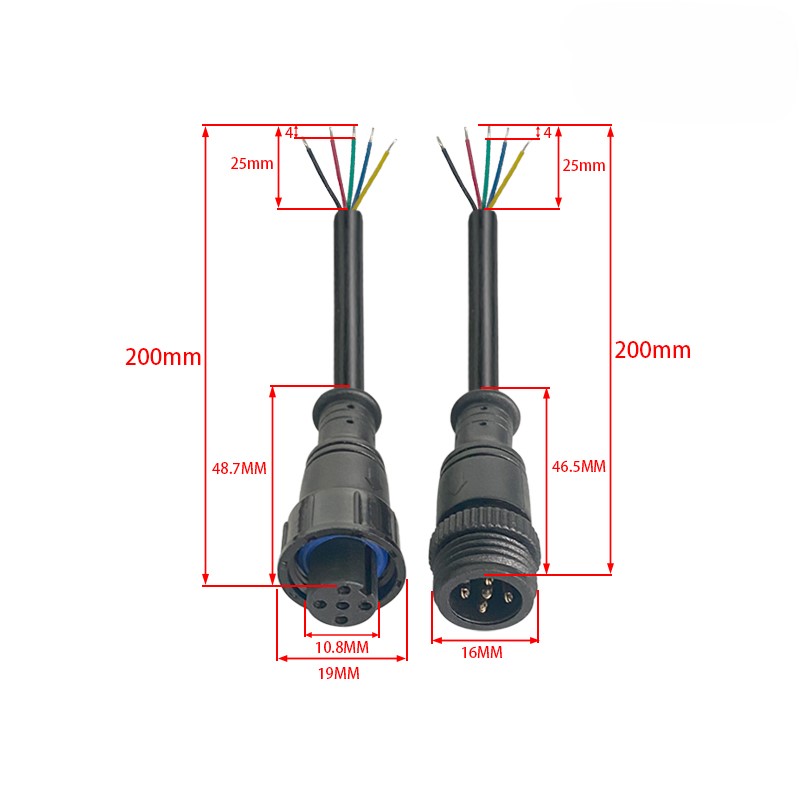 M16 plastic waterproof connector 2-5 pin