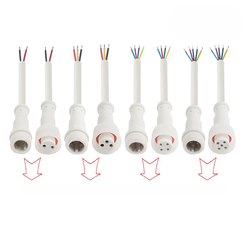 M12 waterproof connector 2-5 pin white