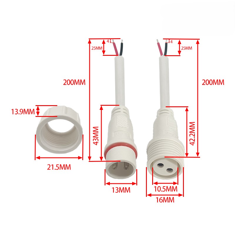 M16 waterproof connector 2-5 pin white