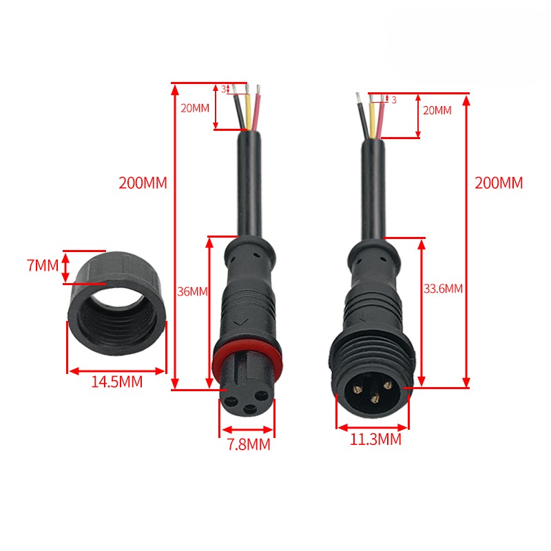 M12 waterproof connector 2-5 pin