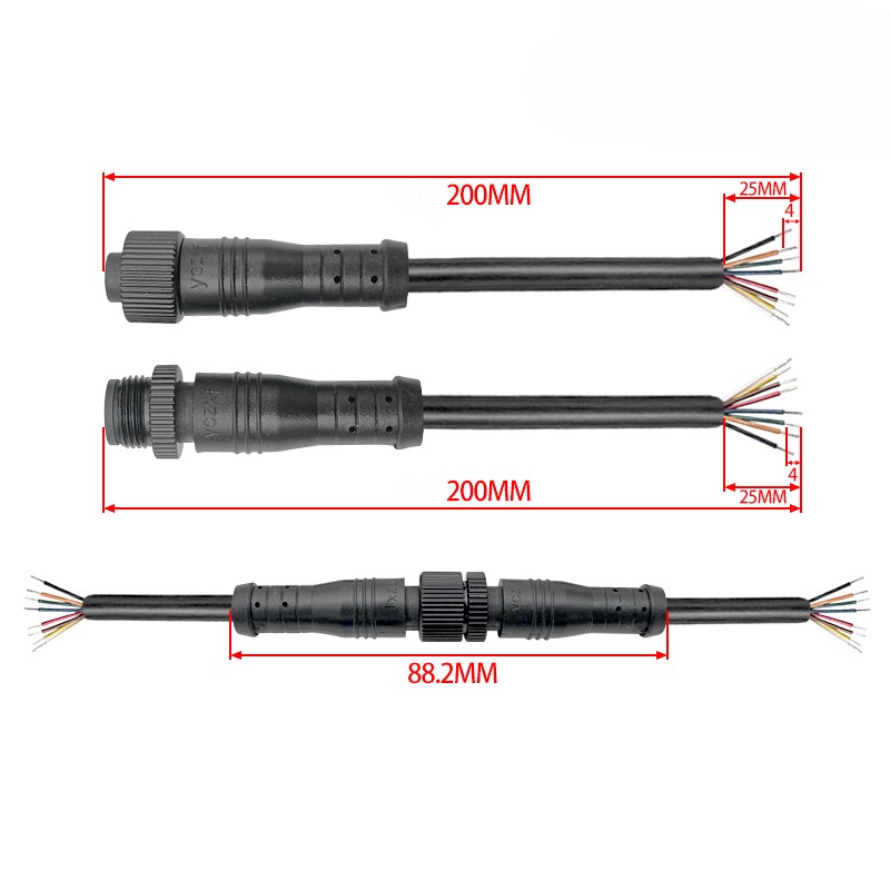 M12 metal waterproof connector 2-8 pin