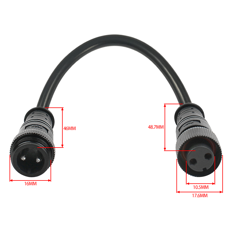 M16 metal straight through waterproof connector