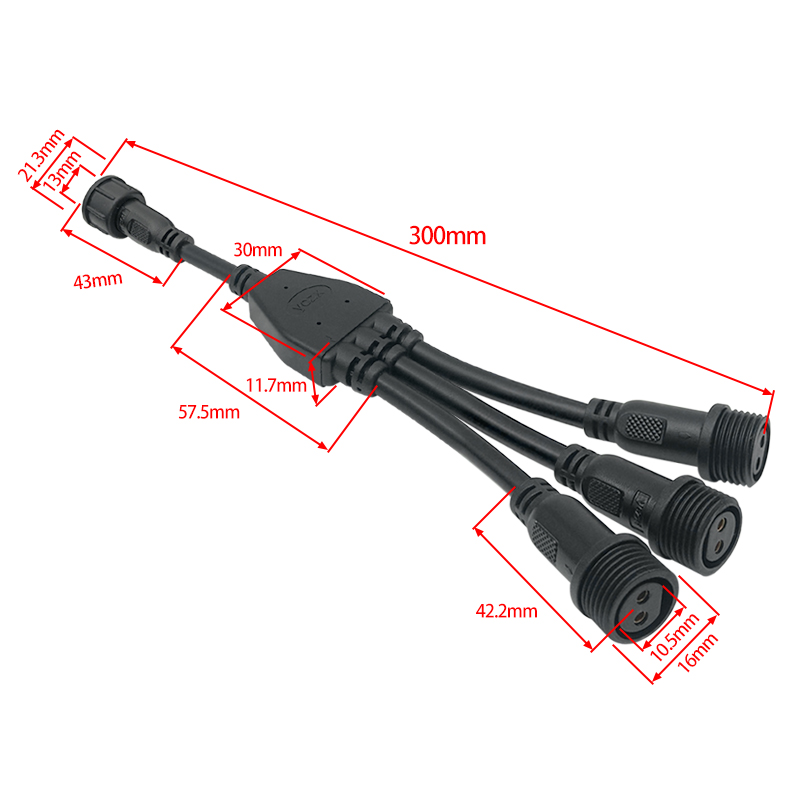 M16 Y-type one to three waterproof connector 2-5 pin