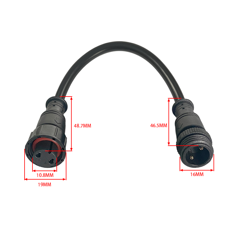 M16 Plastic straight through waterproof connector 