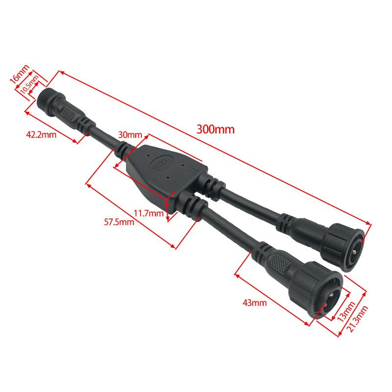 M16 Y-type one to two waterproof connector 2-5 pin 