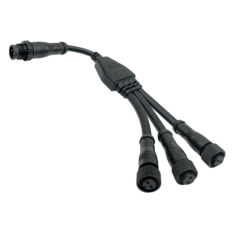 M12 1 to 3 metal waterproof cable 2-8 pin