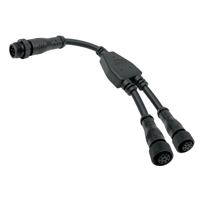 M12 1 to 2 metal waterproof cable 2-8 pin