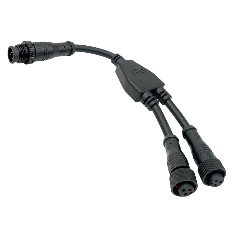 M12 1 to 2 metal waterproof cable 2-8 pin