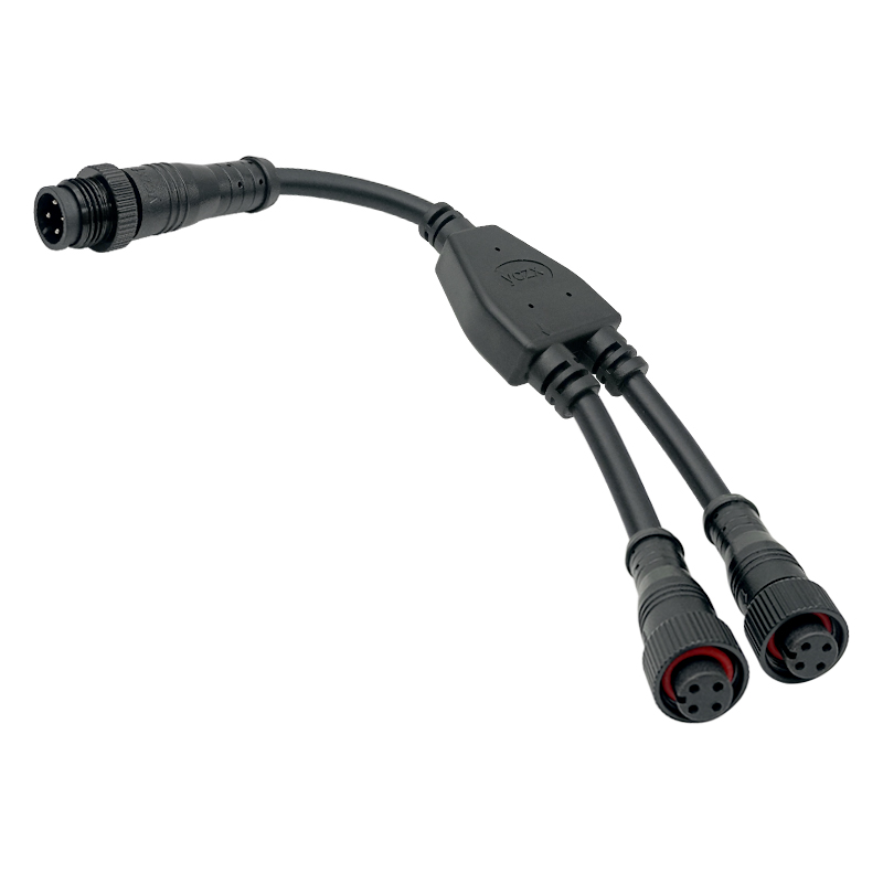 M12 1 to 2 metal waterproof cable 2-8 pin
