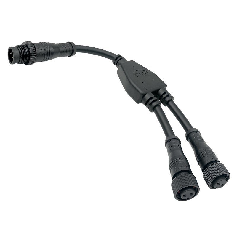 M12 1 to 2 metal waterproof cable 2-8 pin