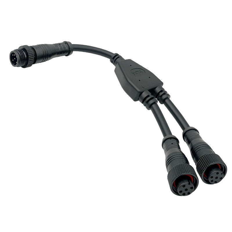 M12 1 to 2 metal waterproof cable 2-8 pin