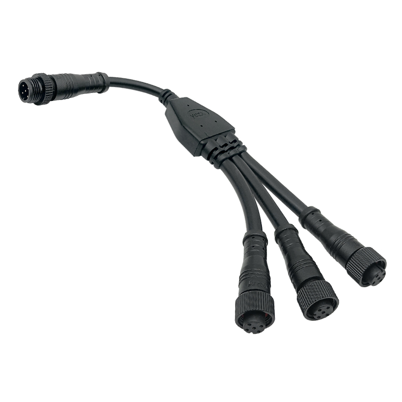M12 1 to 3 metal waterproof cable 2-8 pin